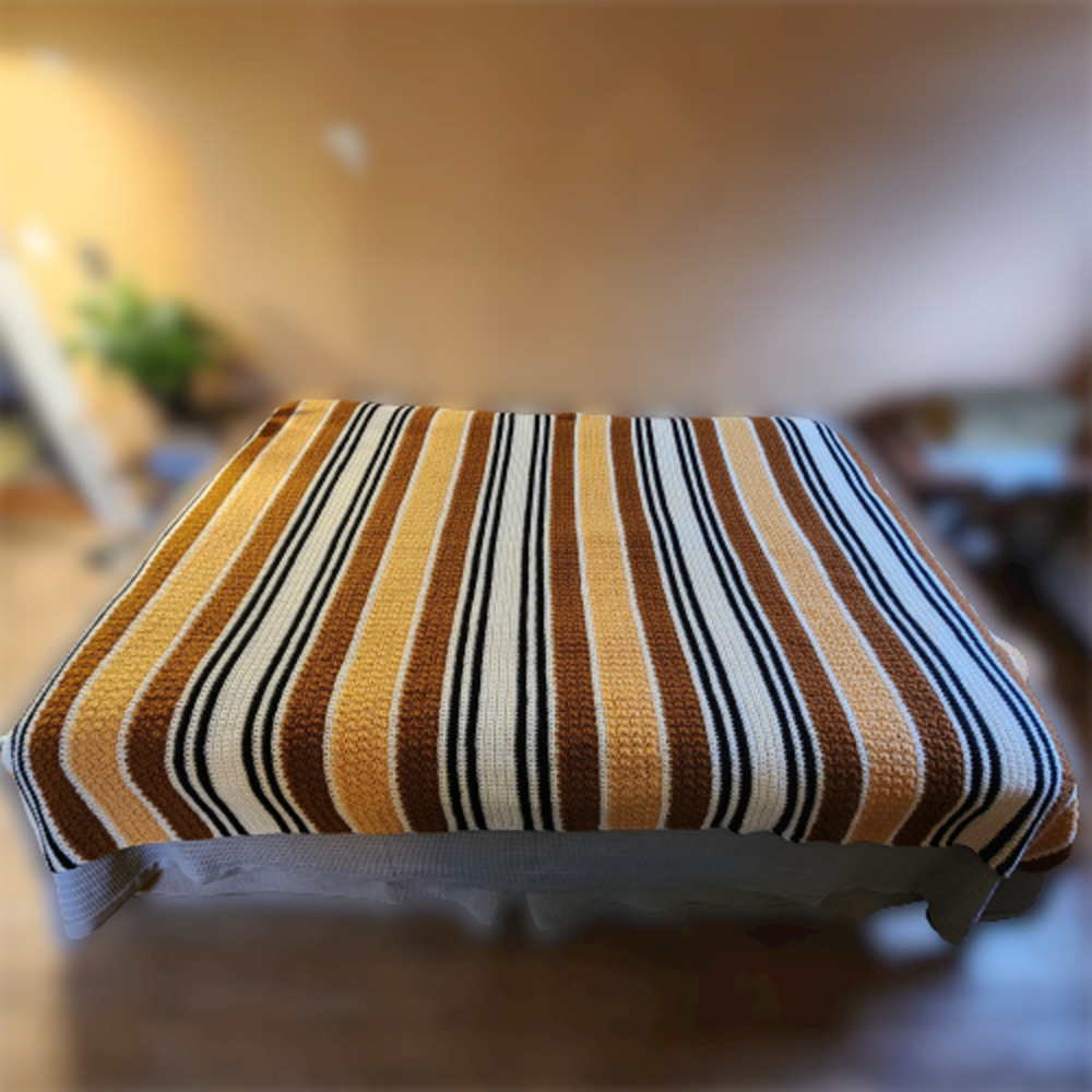 Knit Fall Neutral Afghan Blanket Twin / Full
